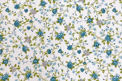 Fabricart - Tessuto sfondo bianco con fiori azzurri